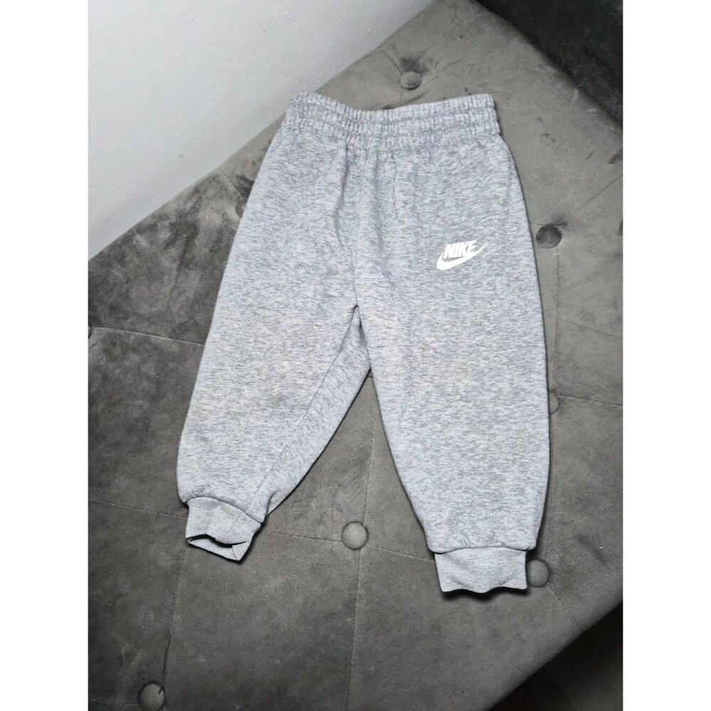 Nike Grey Kids Fleece Joggers with White Logo 24m